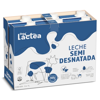 Leche semidesnatada Dia Láctea pack 6 x 1 L-0