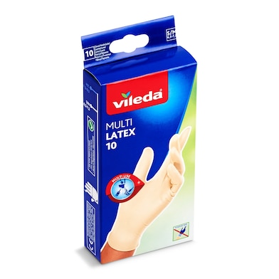 Guantes desechables de látex multiusos talla S/M Vileda caja 10 unidades-0 Guantes desechables de látex multiusos talla S/M Vileda caja 10 unidades-0