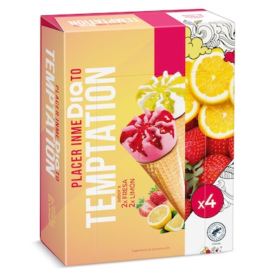 Conos de fresa o limón Dia Temptation 4 x 68 g-0
