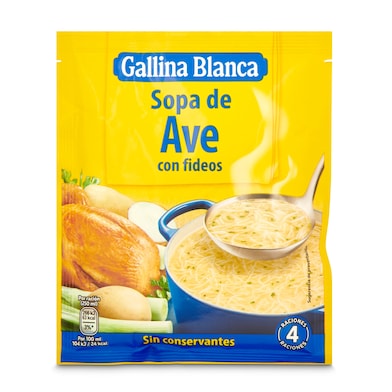 Sopa de ave con fideos Gallina Blanca 76 g-0 Sopa de ave con fideos Gallina Blanca 76 g-0
