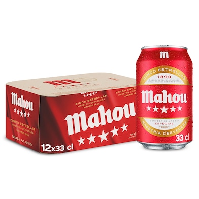 Cerveza Mahou 5 Estrellas pack 12 x 33 cl-0