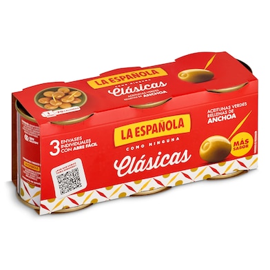 Aceitunas rellenas de anchoa La Española 3 x 50 g-0 Aceitunas rellenas de anchoa La Española 3 x 50 g-0