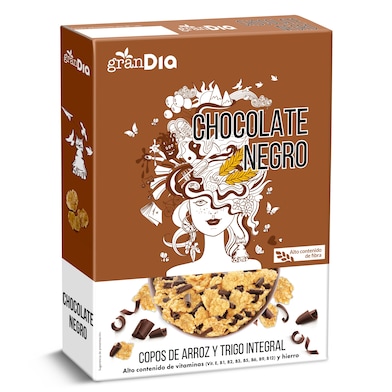 Cereales copos de trigo, arroz y cebada con chocolate negro Gran Dia 300 g-0 Cereales copos de trigo, arroz y cebada con chocolate negro Gran Dia 300 g-0