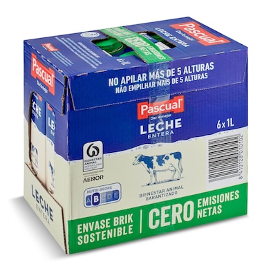 Leche entera Pascual pack 6 x 1 L-0 Leche entera Pascual pack 6 x 1 L-0
