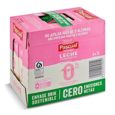 Leche desnatada Pascual pack 6 x 1 L-0