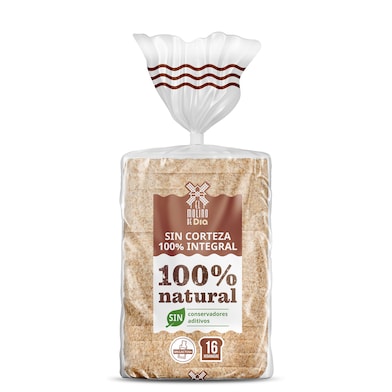 Pan de molde trigo integral sin corteza El Molino de Dia 450 g-0