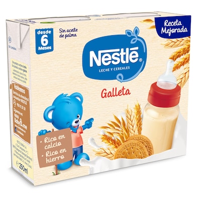 Papilla líquida leche y cereales galleta Nestlé caja 2 x 250 ml-0 Papilla líquida leche y cereales galleta Nestlé caja 2 x 250 ml-0